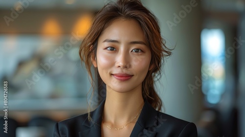 Smiling Woman in Black Jacket