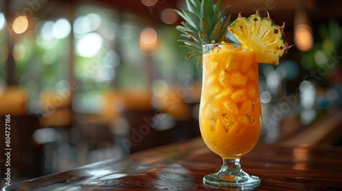 Glass of Drink on Wooden Table