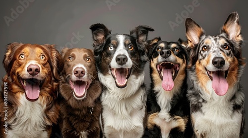 Delightful photographs of smiling dogs, their expressive faces conveying pure joy and affection, ideal for pet-related content.