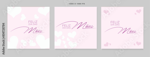 Collection with illustration and text in Portuguese / Brazil. Happy Mothers Day.