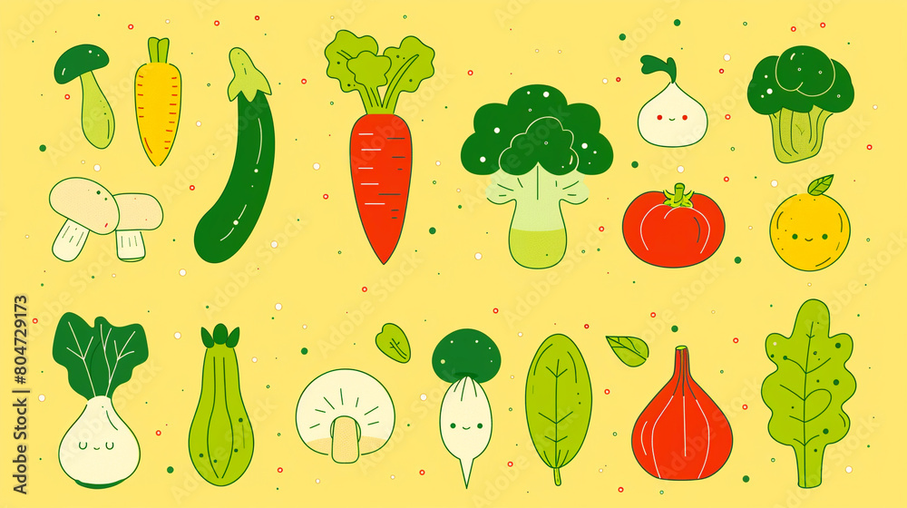Cute illustration of various vegetables Cute illustration of various vegetables