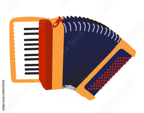 Accordion. Traditional musical instrument. Bright vector isolated illustration