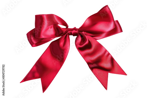 Red ribbon bow isolated on transparent background