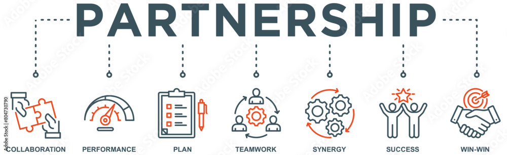 Fototapeta premium Partnership banner web icon vector illustration concept with icon
