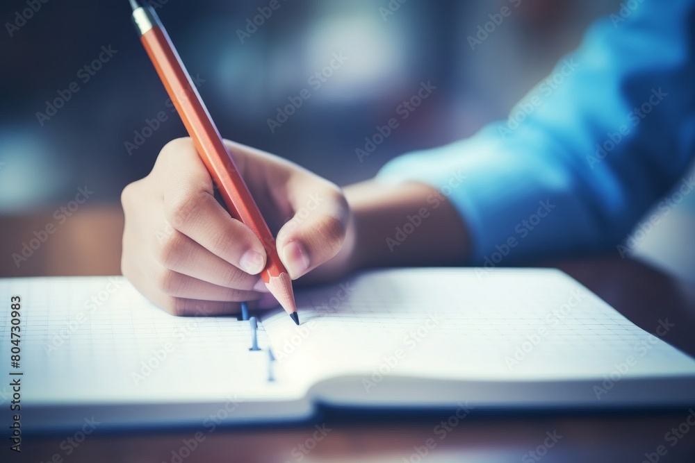 Person Writing on Notebook With Pencil