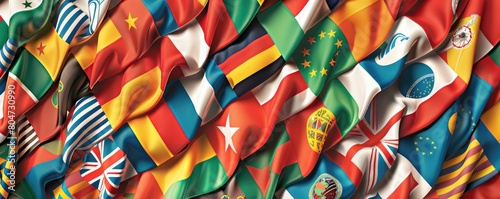 international flags representing countries from around the globe.