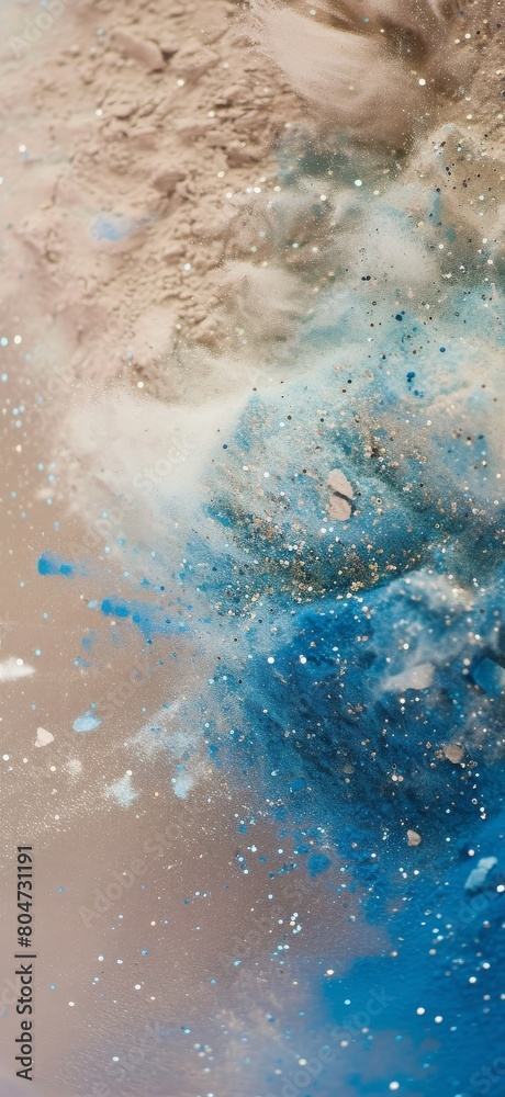 Fototapeta premium Blue and White Substance Floating in Water