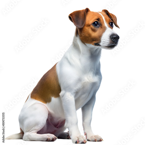 A brown and white dog sitting on top of a white floor © Mustafa