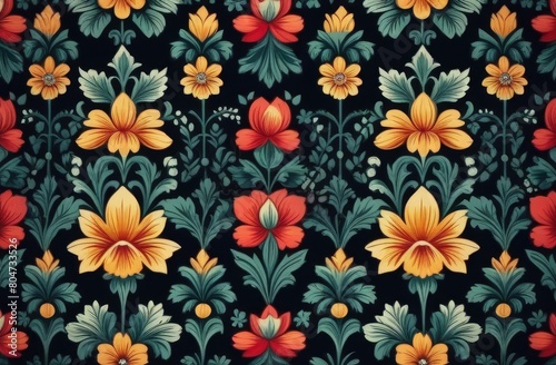 Colorful floral pattern with many different flowers, background