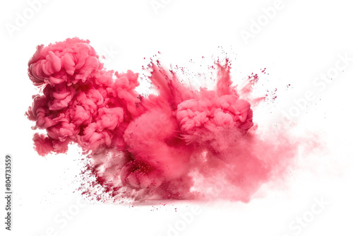 Red color bomb explosion on transparent background.
