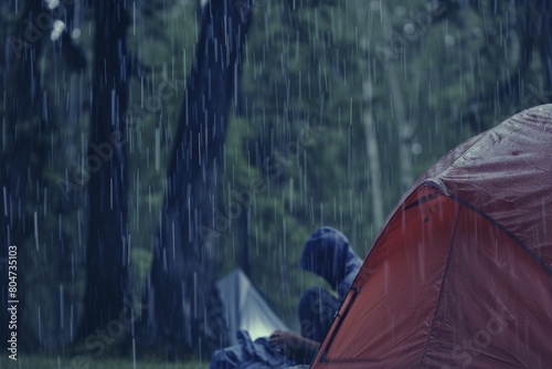 Tent Pitched in Rain