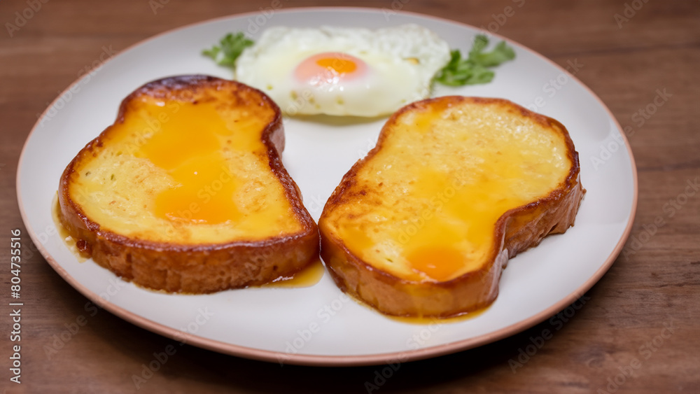 A delicious breakfast food made from bread soaked in egg and milk. Generative Ai