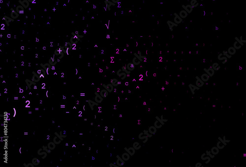 Dark Pink, Blue vector template with math simbols.