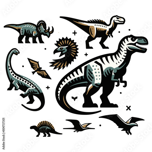 Prehistoric Charm  Dinosaur Vector Design Elements for Thrilling Creative Projects