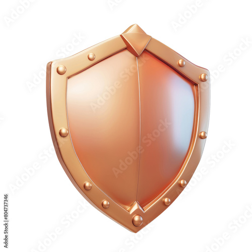 Shield icon 3D render isolated on white, transparent background PNG, protection, safety, security, guarding