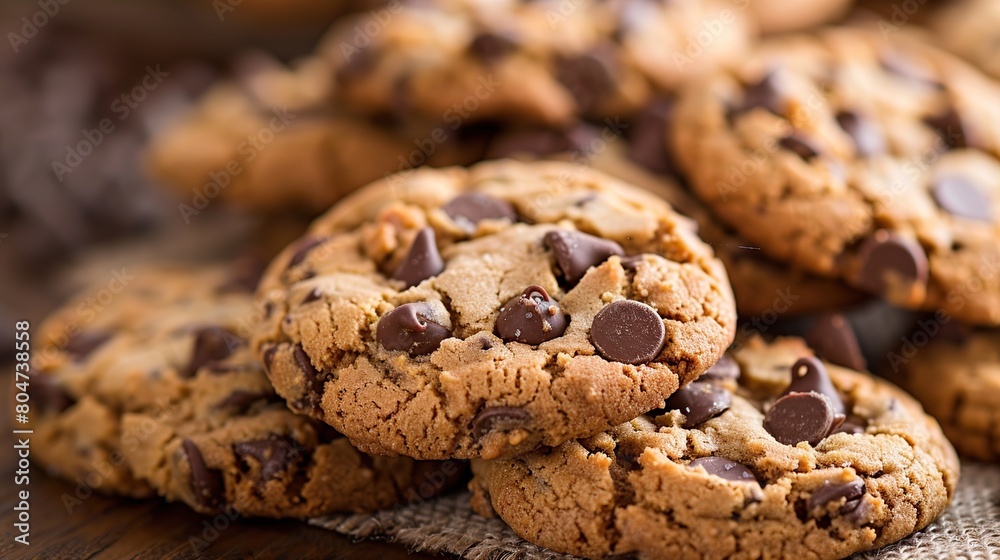 Chocolate chip cookies on a cooling rack. Generative Ai Chocolate chip cookies on a cooling rack. Generative Ai