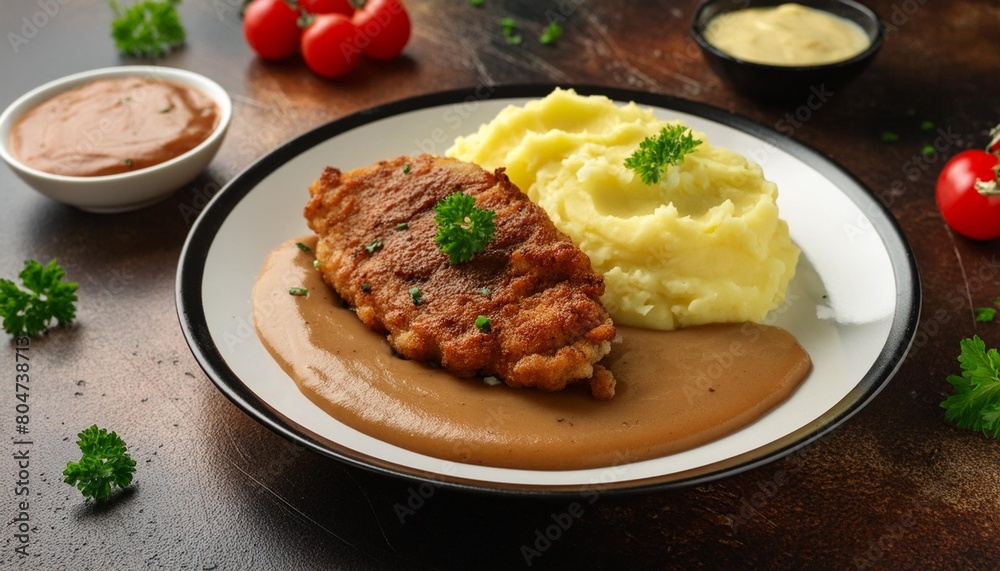 chicken fried steak with gravy and mashed potatoes gravy