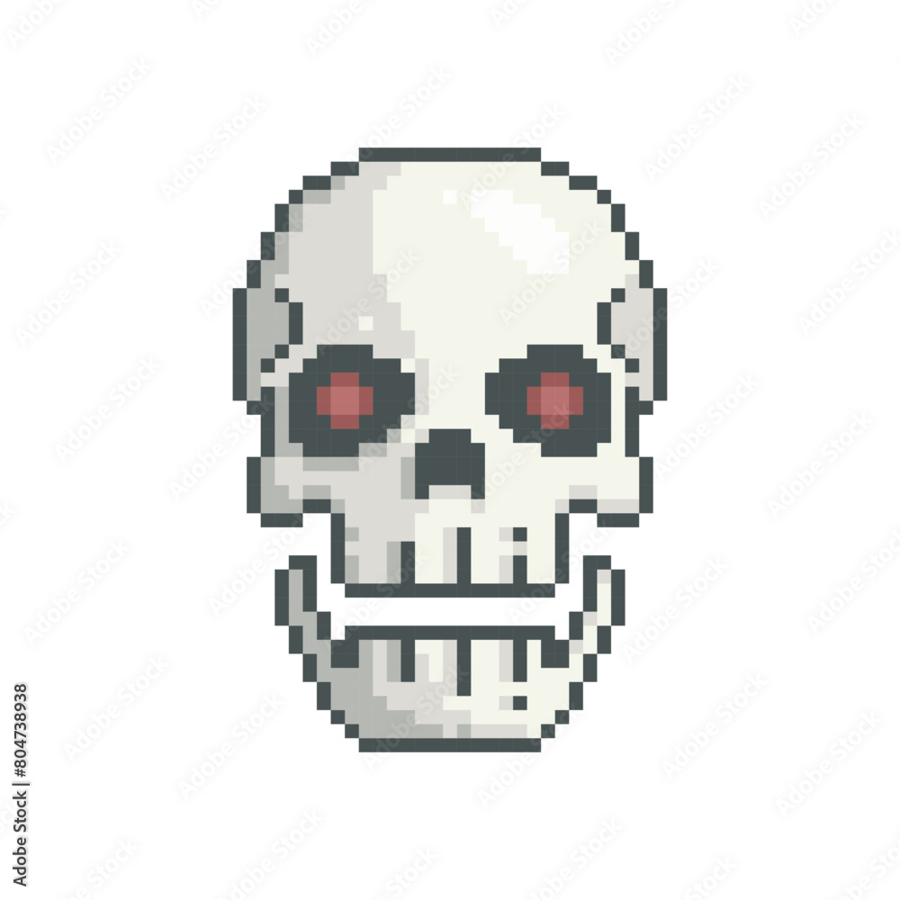 Skull smiling, pixel art character Skull smiling, pixel art character