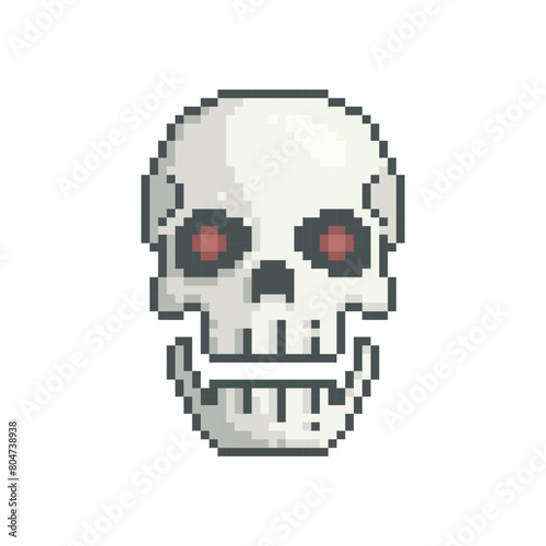 Skull smiling, pixel art character