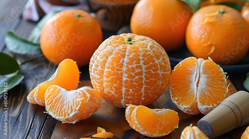 Dekopon oranges with a sweet, fresh taste, orange peel is easy to peel . Generative Ai photo