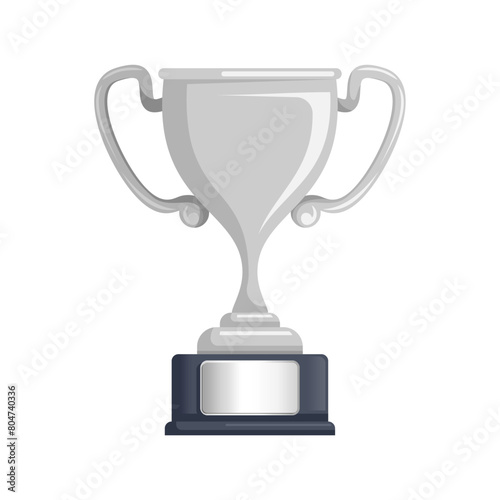 Silver trophy for place winner. Transparent white background. EPS 10 vector files are provided for customization. Simplified for championship and achievement rewards
