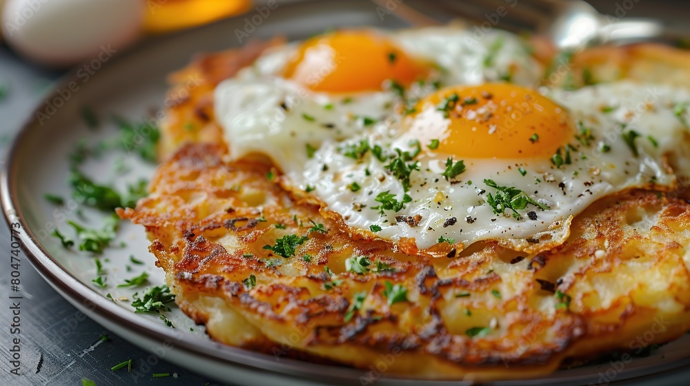 freshly fried hash browns in a breakfast. Generative Ai freshly fried hash browns in a breakfast. Generative Ai