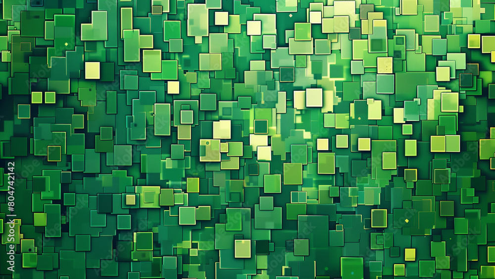 Fototapeta premium Pixelated Greens: An 8-Bit Nature