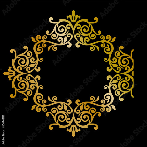 Premium round gold ornament vector illustration, gold invitation decoration. gold mandala ornament