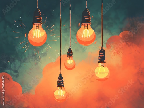 2D illustrate of Explore how the invention of the incandescent bulb sparked a revolution in lighting technology and inspired further innovation