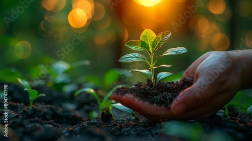 Growing nature by holding sprouts