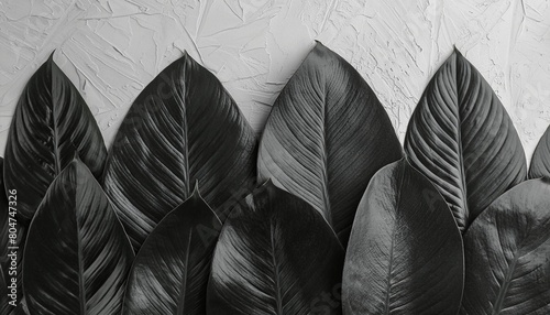 black leaves on white background textured background