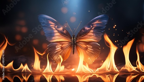 glowing fantasy butterfly fire and flames beautiful magical creature © Yesenia