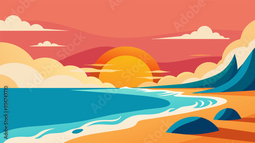 A peaceful beach with crashing waves and a warm sun symbolizes the patients newfound sense of calm and inner peace after therapy..