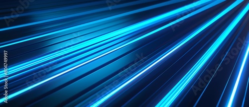 Create a 3D animation of glowing blue streaks of light moving at high speed