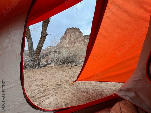 Tent camping in the desert 
