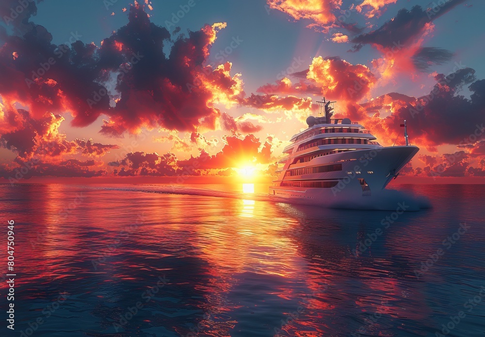 A luxury cruise ship sailing on the open sea with a beautiful sunset sky background, in the style of photorealistic photography. --ar 123:83 --stylize 750 Job ID: 97eae536-8525-43f3-b160-8dfe47712133 A luxury cruise ship sailing on the open sea with a beautiful sunset sky background, in the style of photorealistic photography. --ar 123:83 --stylize 750 Job ID: 97eae536-8525-43f3-b160-8dfe47712133