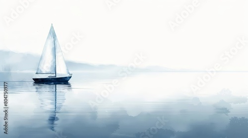 A lonely sailboat makes its way across a vast ocean