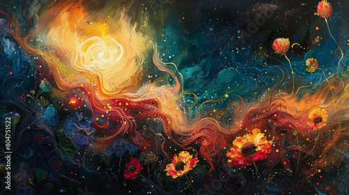 Stellar Strokes A Canvas of Cosmic Brilliance © Digital