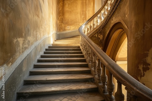 Ornamental Baroque stairway leading. Historic art. Generate Ai
