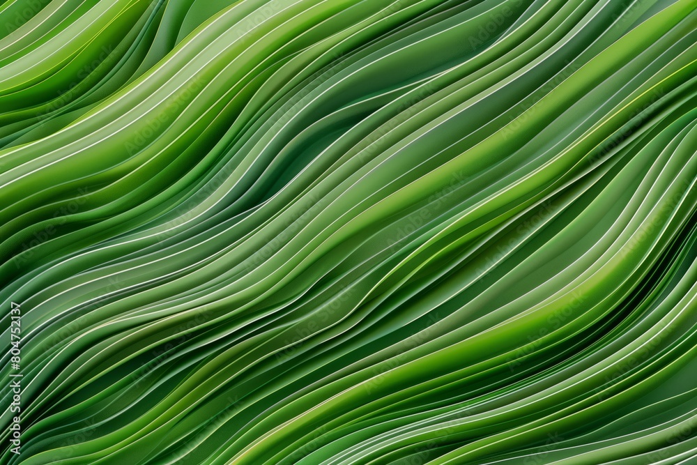 Organic green lines in abstract pattern for wallpaper background. Layers of flowing green sheets in a wave-like pattern Organic green lines in abstract pattern for wallpaper background. Layers of flowing green sheets in a wave-like pattern