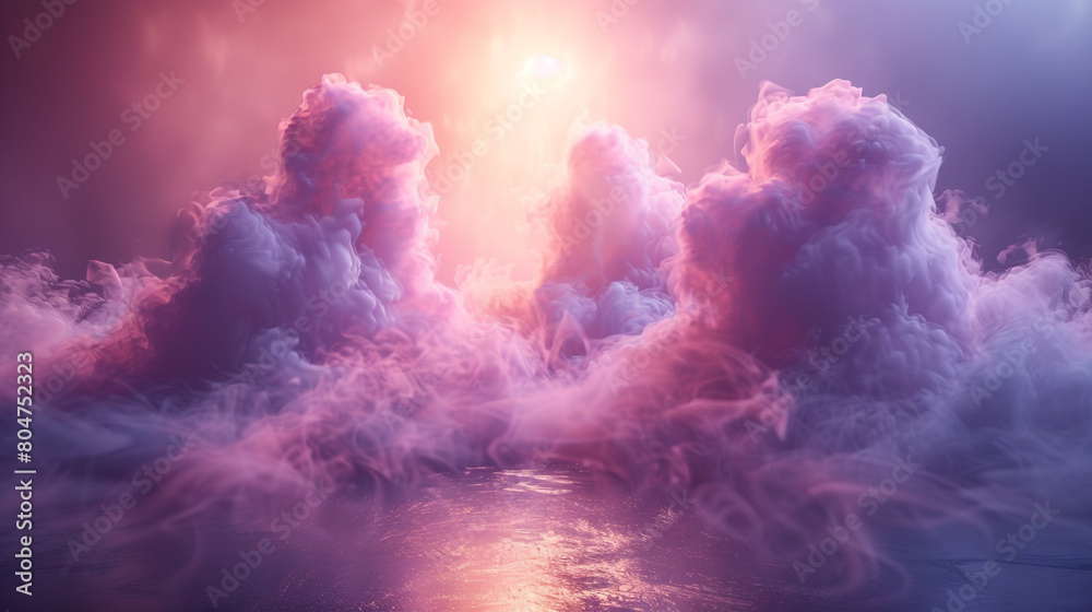 Naklejka premium Soft lavender smoke abstract background rises gently from a pale brown floor.