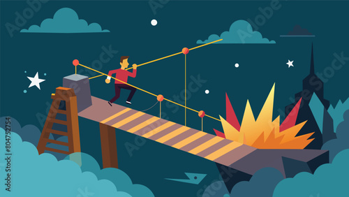 The final challenge involves crossing a rickety bridge while being bombarded with loud noises and blinding lights testing their physical and mental.