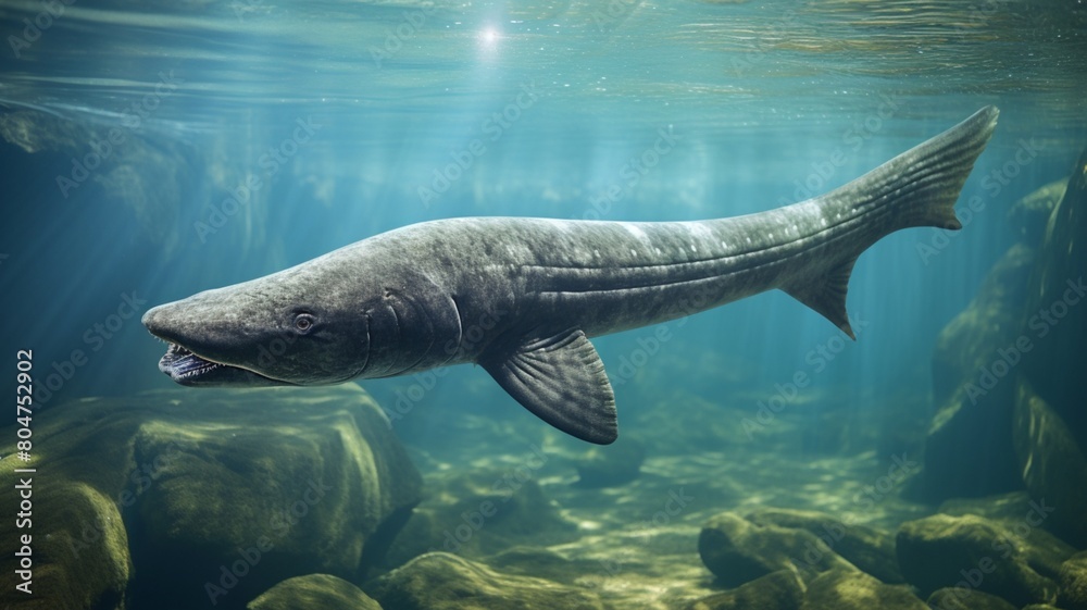 Fototapeta premium African lungfish lobe swimming underwater picture