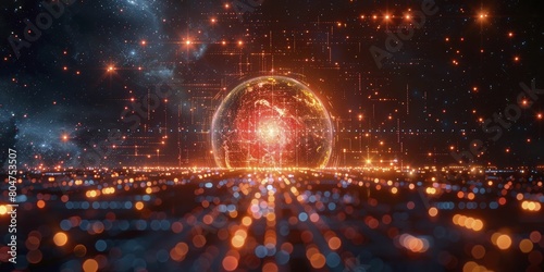 Explore a futuristic visualization of quantum computing through vibrant vector graphics, showcasing supercomputing prowess in a sci-fi setting. photo
