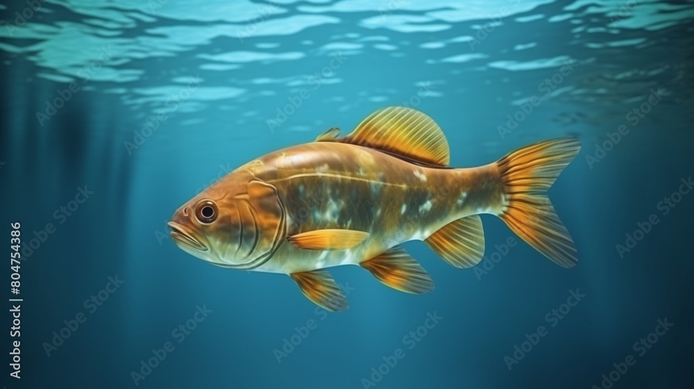 Naklejka premium Aholehole fish swimming fresh underwater picture 