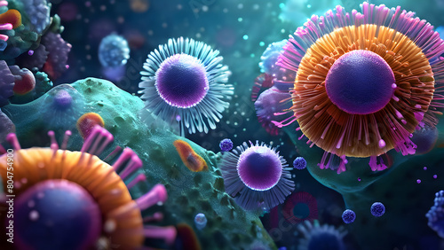 3D bacteria texture background  science