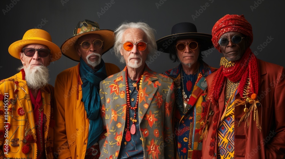 Obraz premium Fashion portrait of elderly men in colorful and traditional outfits