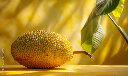 Jackfruit on yellow background 