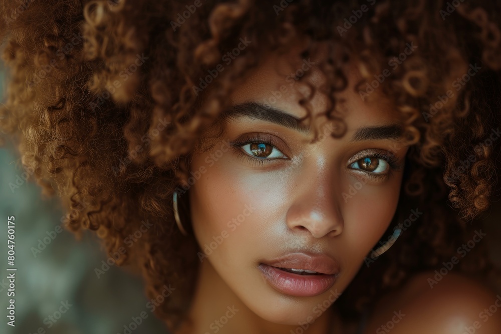 Vibrant Curly woman. Model person. Generate Ai