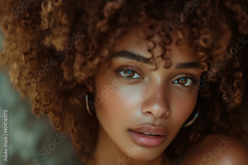 Vibrant Curly woman. Model person. Generate Ai